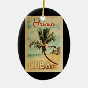 Décoration En Céramique Havana Cuba Palm Tree Vintage voyage