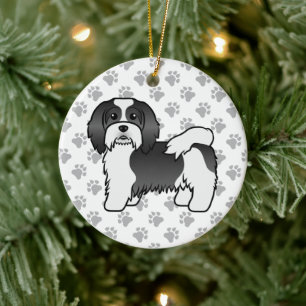 Décoration En Céramique Havanais noir et blanc Chien de dessin animé migno