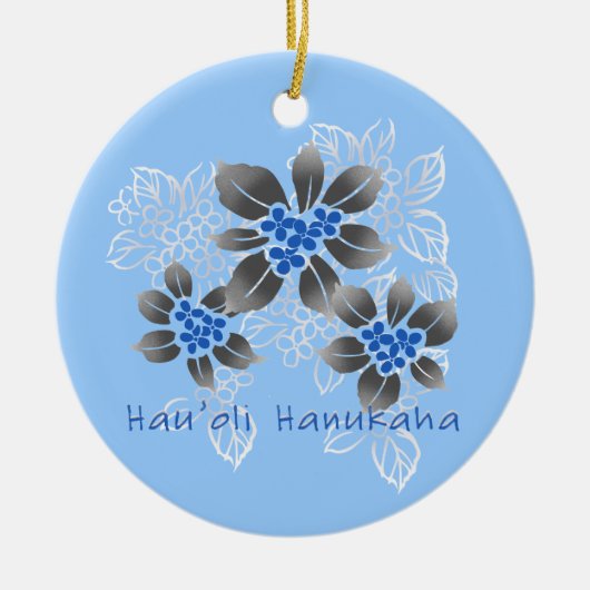 Décoration En Céramique Hawaiian Holly Hanoukka Blue Floral (Devant)