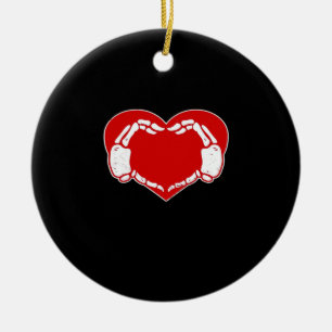 Décoration En Céramique Heart Skeleton mains gothique Valentine Rouge clas