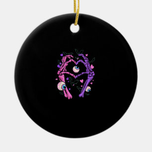Décoration En Céramique Heart Skeleton Mains - Halloween Pastel Goth Eyeba