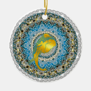 Décoration En Céramique Henna Elephant Mandala Ganesha Cadeaux Mindfulness