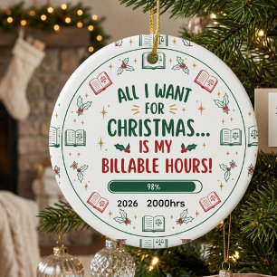 Décoration En Céramique Heures facturables de Noël pour avocat drôle perso