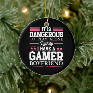 Décoration En Céramique Heureusement, J'Ai Un Gamer Girlfriend Funny Coupl