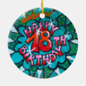 Décoration En Céramique Heureux Graffiti du 18ème anniversaire (Dos)
