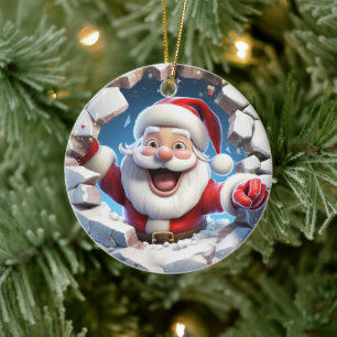 Décoration En Céramique Heureux Père Noël. Image de Noël.