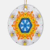 Décoration En Céramique Hex Mandala bleu jaune orange et blanc (Gauche)