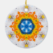 Décoration En Céramique Hex Mandala bleu jaune orange et blanc (Dos)