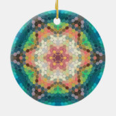 Décoration En Céramique Hex Mandala bleu vert et rose (Dos)