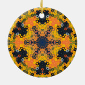 Décoration En Céramique Hex Mandala jaune et orange (Dos)