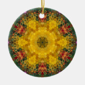 Décoration En Céramique Hex Mandala jaune vert et orange (Devant)
