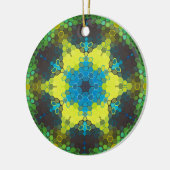 Décoration En Céramique Hex Mandala vert jaune et bleu (Gauche)