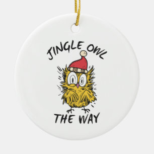 Décoration En Céramique Hibou qui chante sur le chemin Père Noël drôle hib