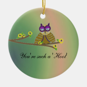 Décoration En Céramique Hibou sur une branche d'arbre