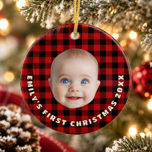 Décoration En Céramique Highland Lodge Buffalo Plaid Baby Premier Noël