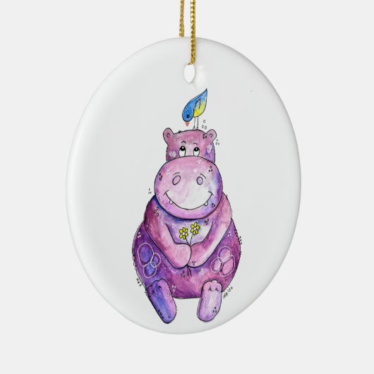 Décoration En Céramique Hippo mignon violet blanc (Droite)