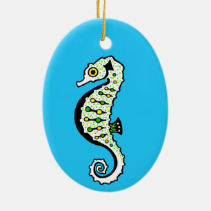 Décoration En Céramique Hippocampe - Cute SEAHORSE - Marine - Océan bleu -