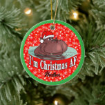 Décoration En Céramique Hippopotame de Noël à Santa Hat - Noël AF<br><div class="desc">Ce joli dessin d'un hippopotame dans un chapeau de Père Noël disant Je suis Noël AF - a été inspiré par la chanson 'I Want Hippopotamus For Christmas'</div>