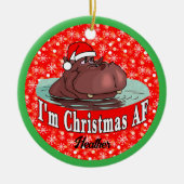 Décoration En Céramique Hippopotame de Noël à Santa Hat - Noël AF (Devant)