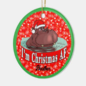 Décoration En Céramique Hippopotame de Noël à Santa Hat - Noël AF (Gauche)