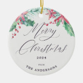 Décoration En Céramique Hiver Aquarelle Botanique Photo Joyeux Noël (Devant)