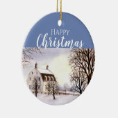 Décoration En Céramique Hiver en Nouvelle-Angleterre aquarelle peinture (Droite)