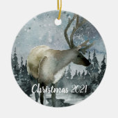 Décoration En Céramique Hiver Forêt de Bois Rindeer (Devant)
