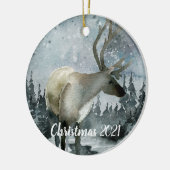 Décoration En Céramique Hiver Forêt de Bois Rindeer (Gauche)