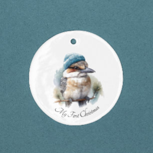 Décoration En Céramique Hiver Kookaburra voeux, personnalisé