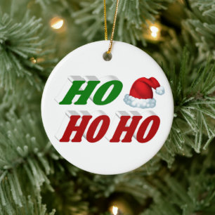 Décoration En Céramique Ho Ho Ho Chapeau de Père Noël Noël typographie rou