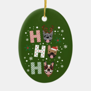 Décoration En Céramique Ho Ho Ho French Bulldog Joyeux Noël