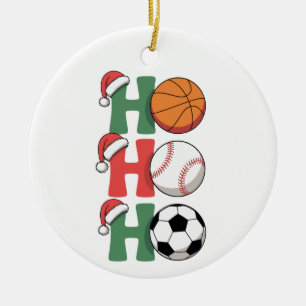 Décoration En Céramique Ho Santa Noël Basket-ball Baseball Football Noël