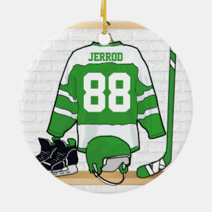 Décoration En Céramique Hockey sur glace vert et blanc personnalisé Jersey