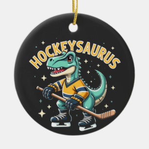 Décoration En Céramique Hockeysaurus Dinosaure de hockey sur glace Amateur