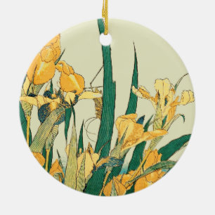 Décoration En Céramique Hokusai Sauterelle Iris Impression Vintage : Japon