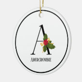 Décoration En Céramique Holiday Holly Monogram Letter A Personalized (Gauche)