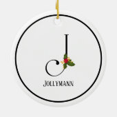 Décoration En Céramique Holiday Holly Monogram Letter J Personalized (Dos)
