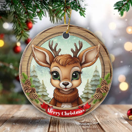 Décoration En Céramique Holiday Reindeer Festive Rustic Christmas 🦌🎄