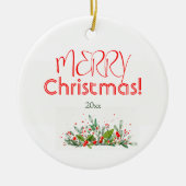 Décoration En Céramique Holly Berries Joyeux Noël aquarelle (Devant)