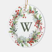 Décoration En Céramique Holly Berry Wreath Monogramme (Gauche)