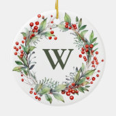 Décoration En Céramique Holly Berry Wreath Monogramme (Dos)