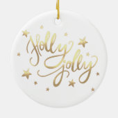 Décoration En Céramique Holly Jolly | Élégant script de faux or (Dos)