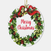 Décoration En Céramique Holly Wreath et Calligraphie (Gauche)