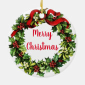 Décoration En Céramique Holly Wreath et Calligraphie (Dos)