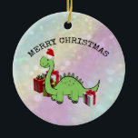 Décoration En Céramique Holographie drôles de Noël Père Noël<br><div class="desc">Très drôle,  la loterie holographique des dinosaures Père Noël.</div>