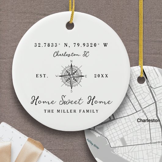 Décoration En Céramique Home Sweet Home Latitude Longitude Personalized