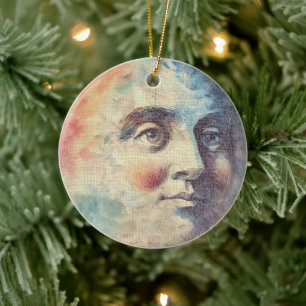 Décoration En Céramique Homme céleste dans la lune - Art à l'aquarelle