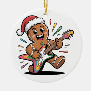 Décoration En Céramique Homme en pain d'épices jouant de la guitare électr