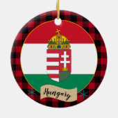 Décoration En Céramique Hongrie, Plaid de buffle rouge et drapeau hongrois (Dos)