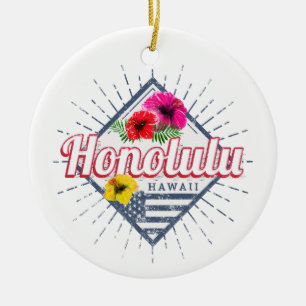 Décoration En Céramique Honolulu City Hawaii États-Unis Vintage USA